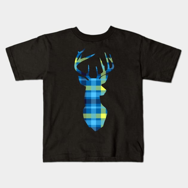 Deer Plaid Kids T-Shirt by HUNTINGisLIFE